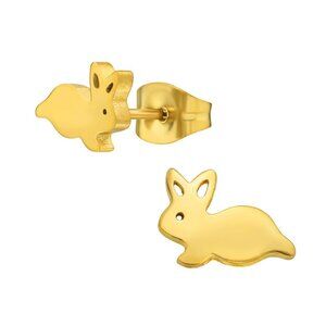 Stainless Steel Gold Bunny Ear Studs​